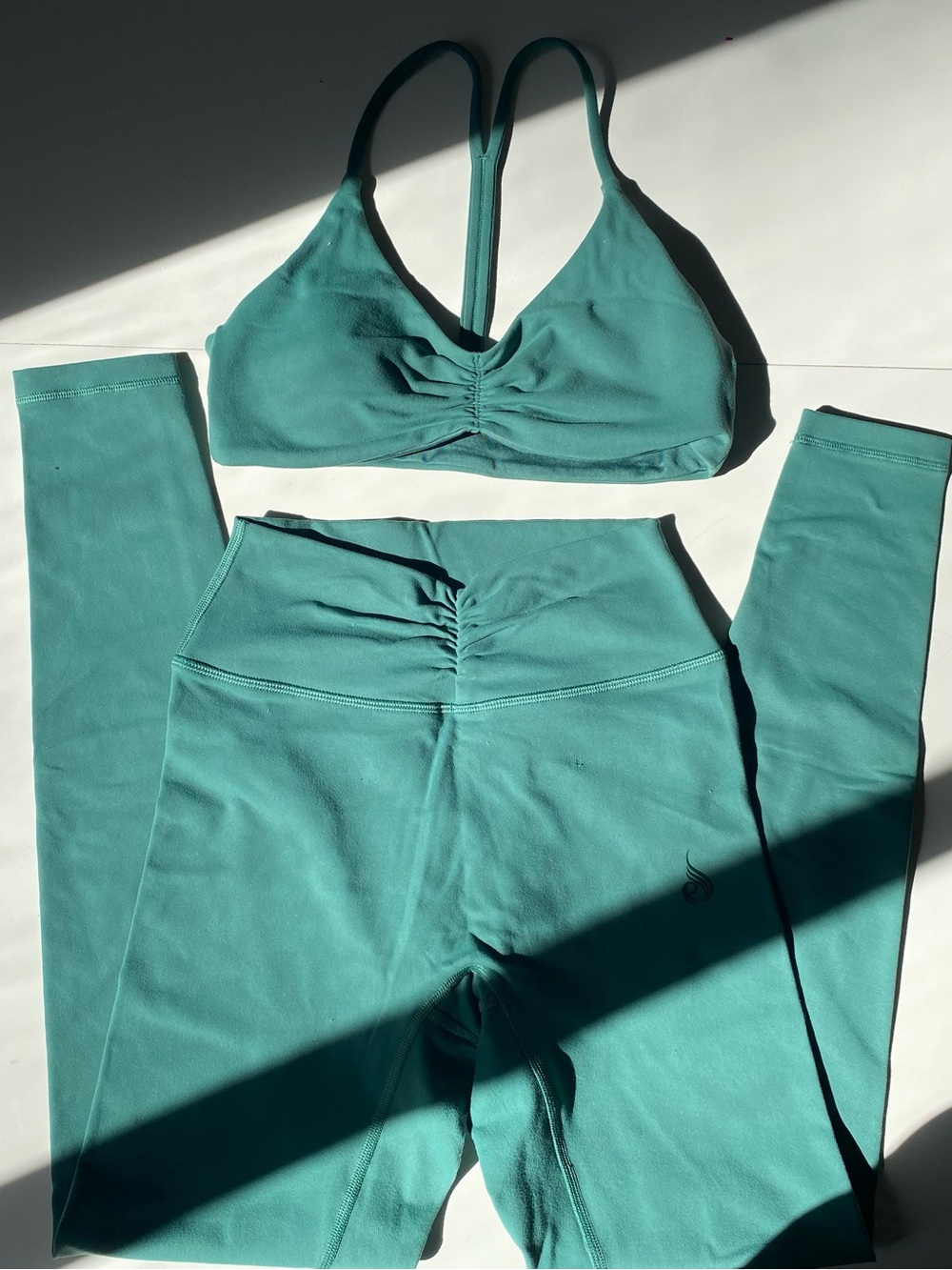 Women’s Forest Green High-Waist Leggings & Bra Set